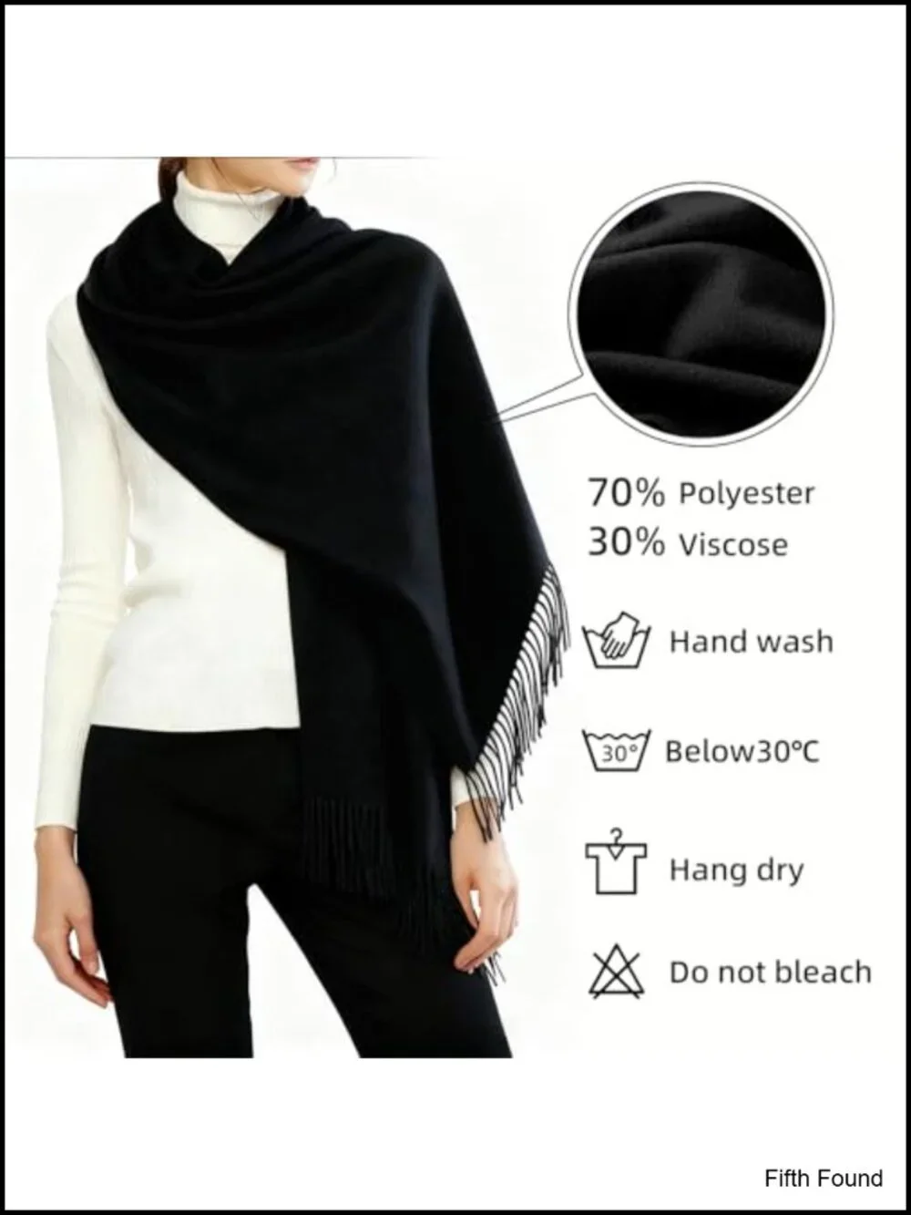 Cashmere Feel Soft Winter Scarf Unisex Warm Solid Wrap